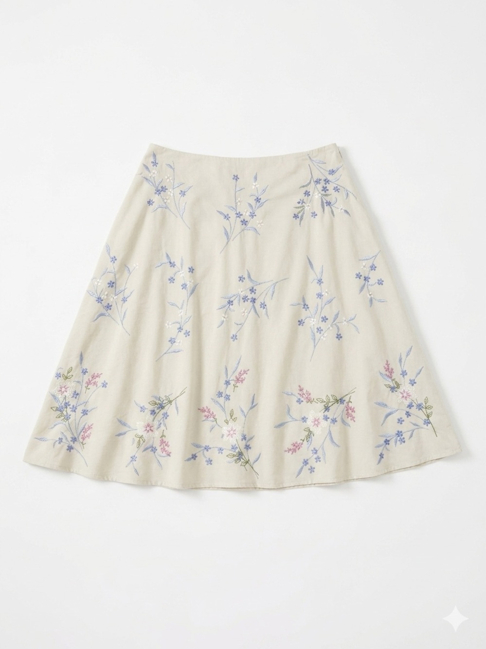 Coastal Grandma Covington Vintage Cottagecore Floral Embroidery Cotton Skirt